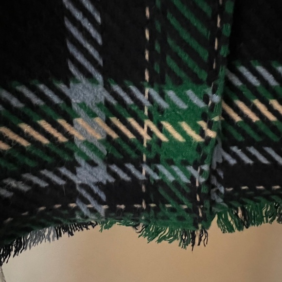 Green Plaid blanket Women's Coat - Picture 3 of 5